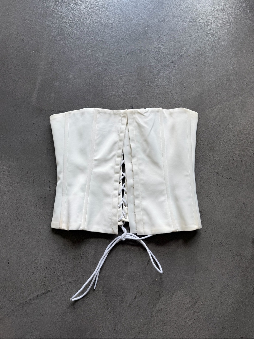 GUIZIO White Lace-Up Corset Top